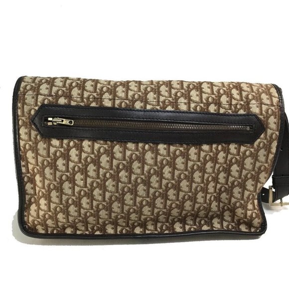 CHRISTIAN DIOR Trotter vintage 2-step flap Messenger Shoulder Bag Beige x Brown - Picture 7 of 13